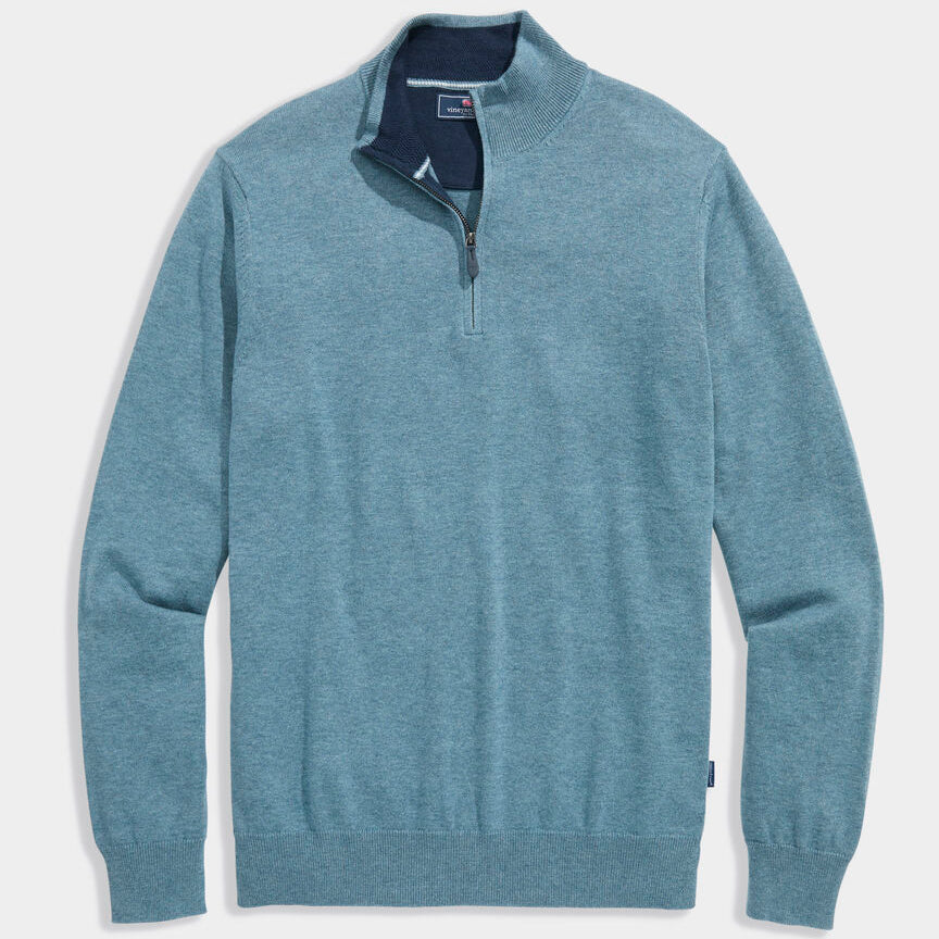 Vineyard Vines Men's Tipped Boathouse Quarter-Zip Sweater