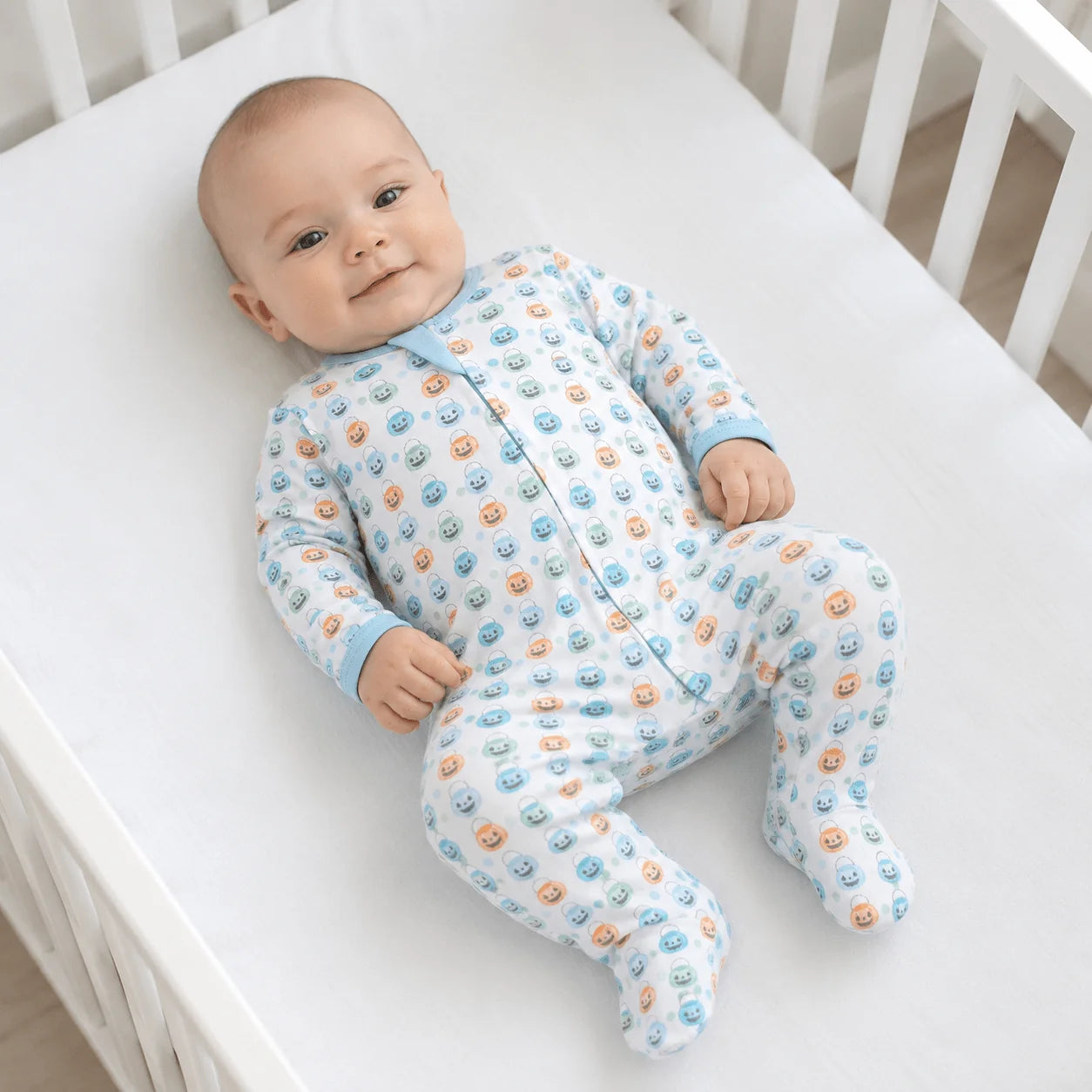 Magnolia Baby Pumpkin Party Print Zip Footie