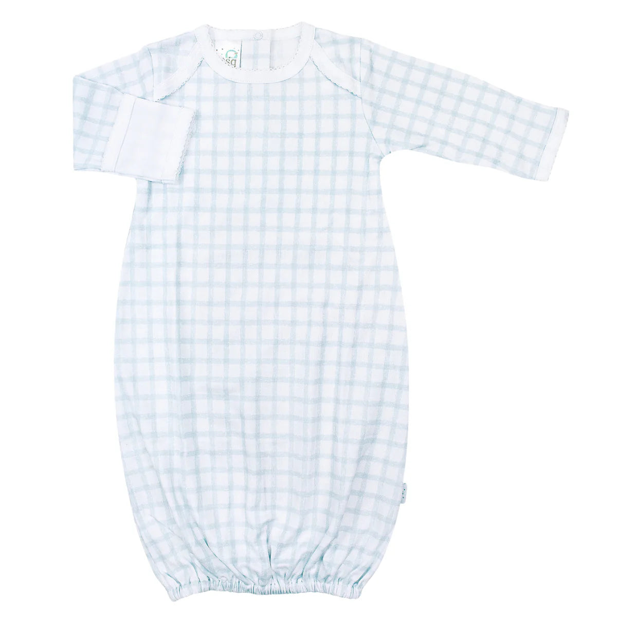 Paty Pima Cotton Overlap Shoulder Gown - Gingham