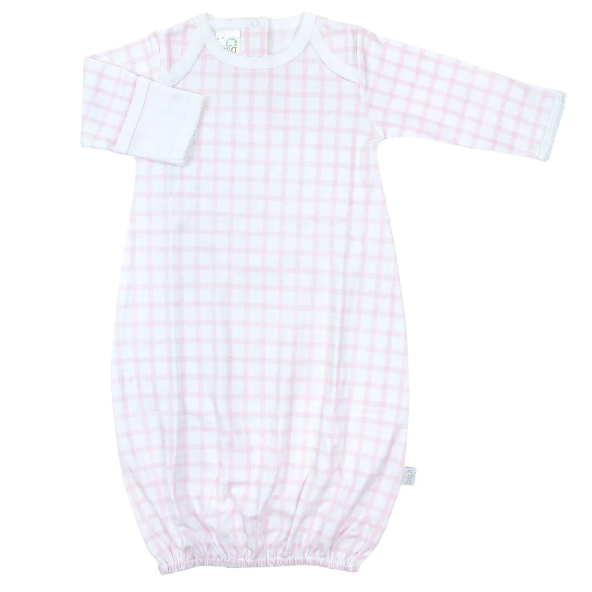 Paty Pima Cotton Overlap Shoulder Gown - Gingham