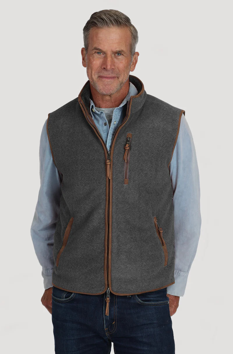 True Grit Men's Hergbone Fleece Zip Vest