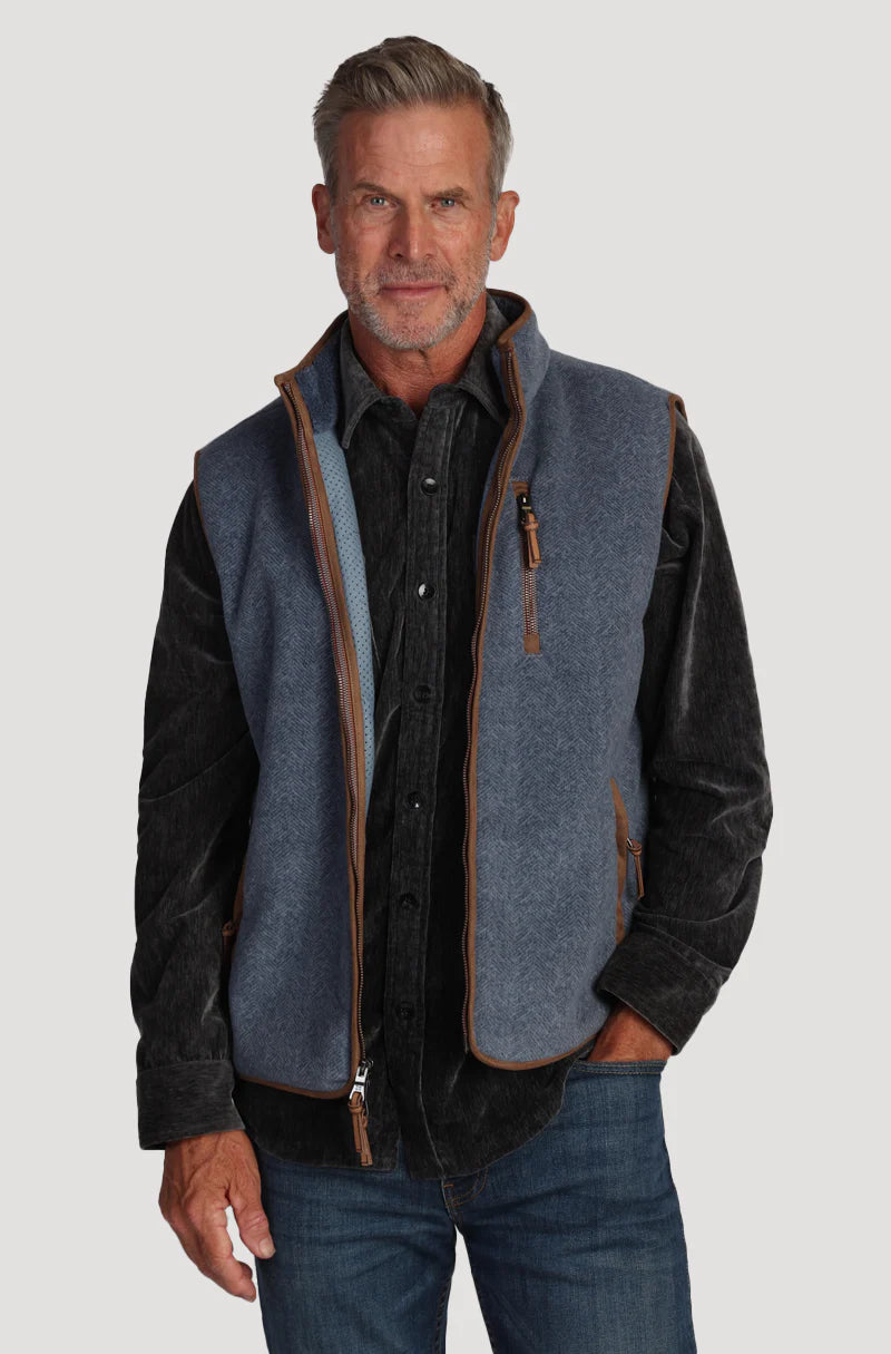 True Grit Men's Hergbone Fleece Zip Vest