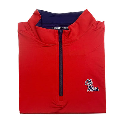 Horn Legend Ole Miss 1/4 Zip Pullover Red