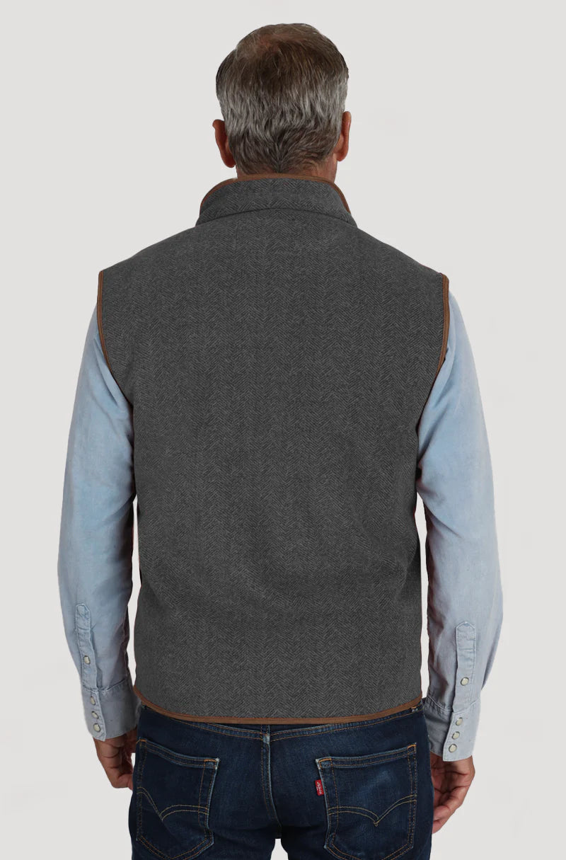 True Grit Men's Hergbone Fleece Zip Vest