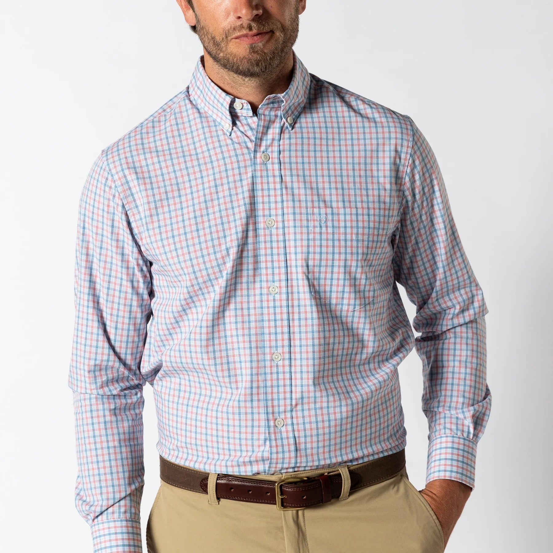 Duck Head Men's Trent Plaid Performance Poplin Sport Shirt