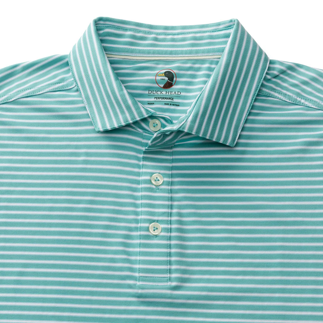 Duck Head Men's Striped Long Drive Performance Polo