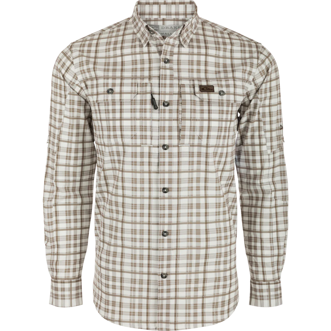 Drake Hunters Creek Long Sleeve Window Pane Plaid Shirt