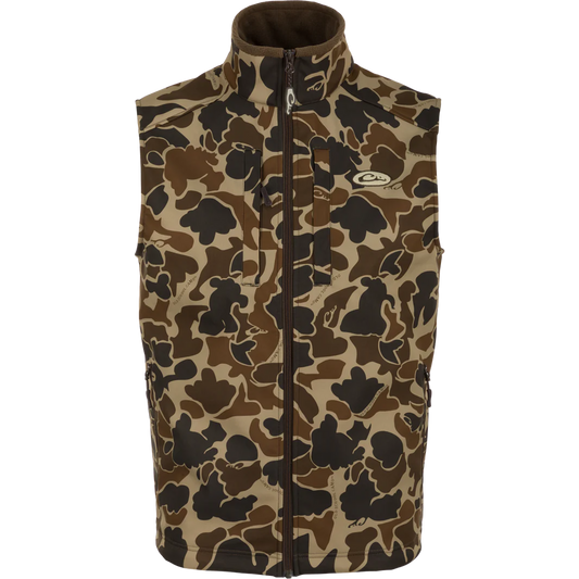 Drake Men's Windproof Soft shell Camo Vest