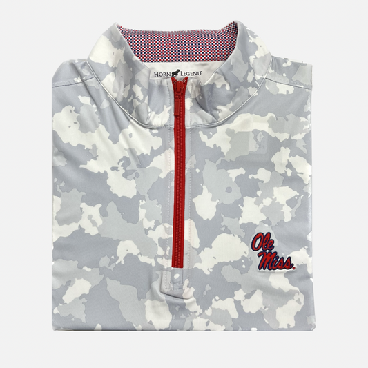 Horn Legend Ole Miss 1/4 Zip Pullover Grey Camo