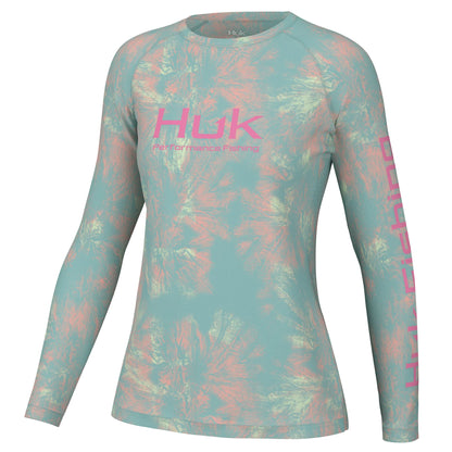 Huk Women's Aqua dye pursuit crew