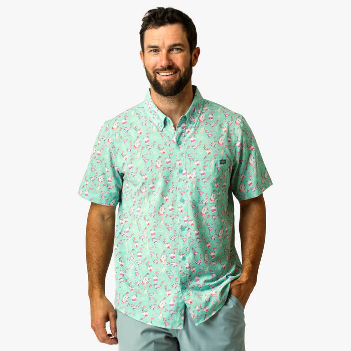 Aftco Men's Boatbar Printed Button Down Shirt