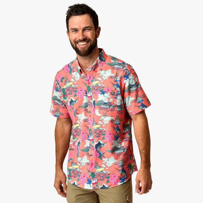 Aftco Men's Boatbar Printed Button Down Shirt
