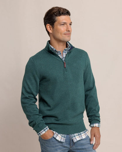 Southern Tide Men's Oakatie Heather Quarter Zip Sweater