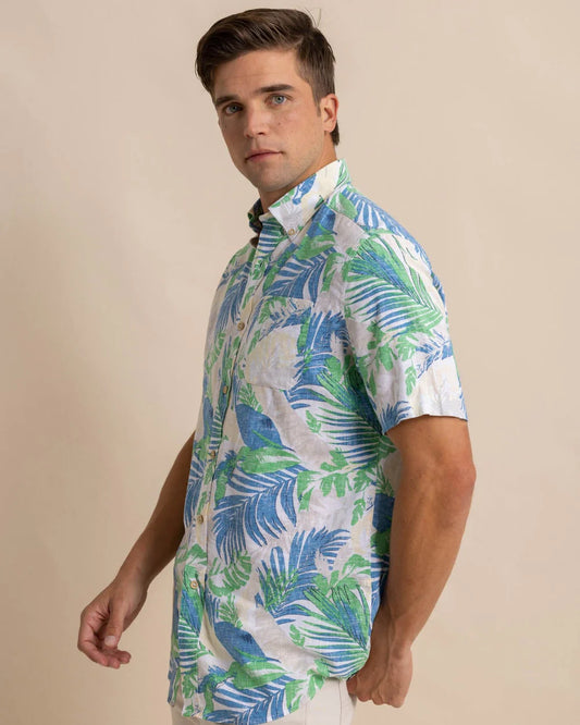 Southern Tide Linen Rayon Paradise Palms Sportshirt