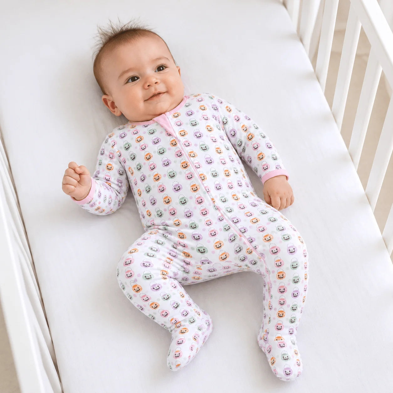 Magnolia Baby Pumpkin Party Print Zip Footie