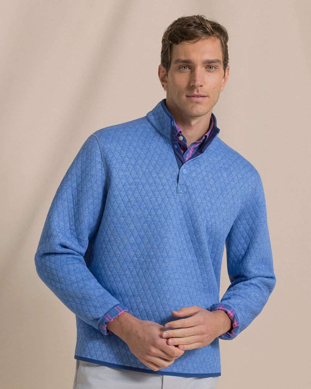 Southern Tide Men's Heather Reversible Quilted Quarter Snap Pullover
