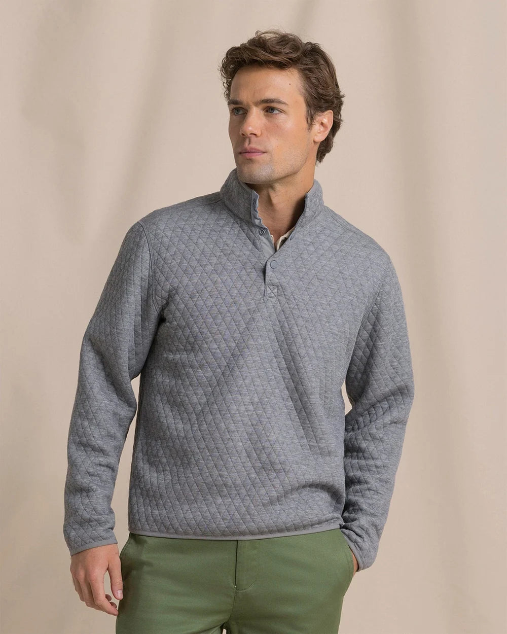 Southern Tide Men's Heather Reversible Quilted Quarter Snap Pullover